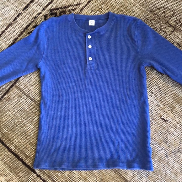 Blue Boys Long Sleeve Waffle Henley in Sz 12 - Picture 1 of 5
